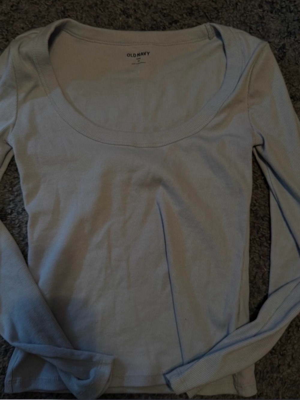Old Navy Women's Pale Blue Ribbed Long Sleeve Scoop Neck Top